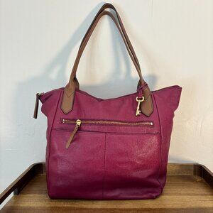 Fossil Fiona Raspberry Purple Leather Tote
